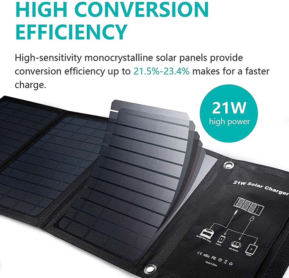 21w foldable silicon solar panels