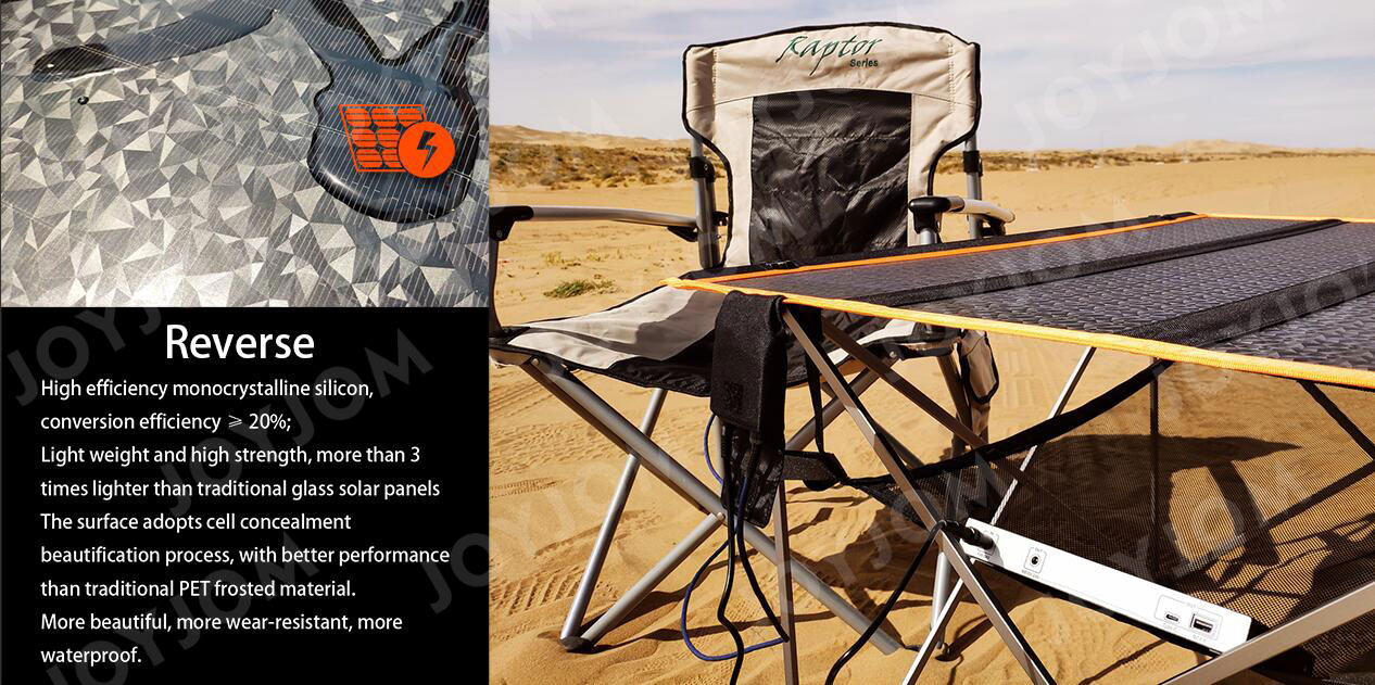 folding solar camping table details